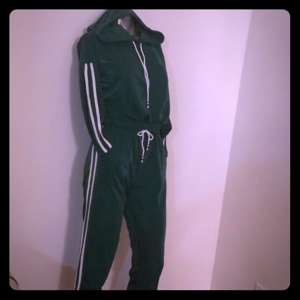 Green metallic sweatsuit